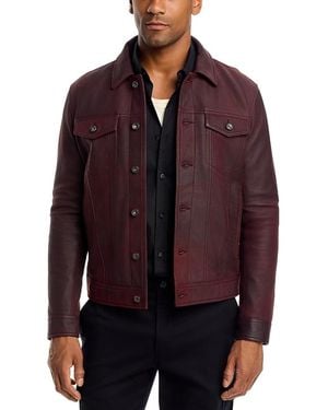 John Varvatos Andrew Leather Trucker Jacket - Purple