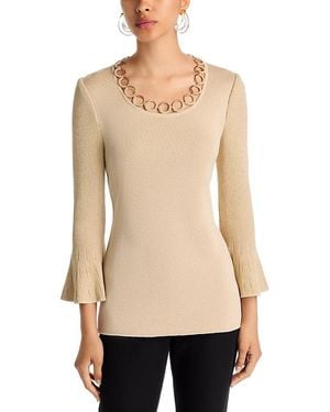 Misook Bell Sleeve Knit Tunic - Natural