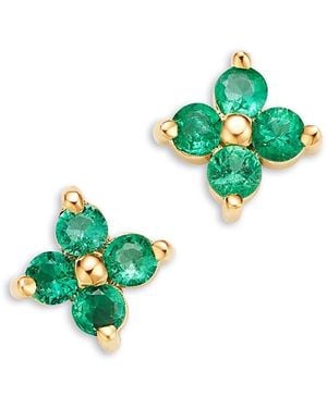 Zoe Chicco 14K Emerald Gemstones Emerald Flower Stud Earrings - Green