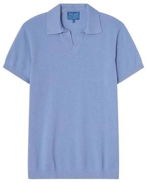 Robert Talbott Randall Cotton Cashmere Johnny Collar Sweater - Blue