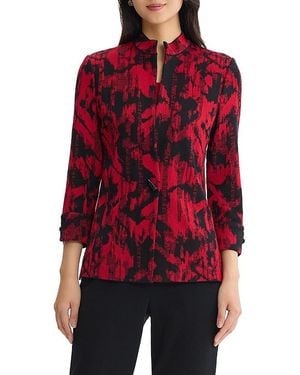 Ming Wang Classic Abstract Flat Knit Jacket - Red