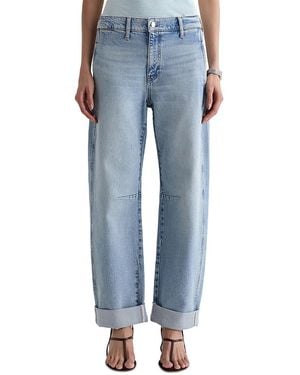 AG Jeans Mercer Cuffed High Rise Barrel Jeans - Blue
