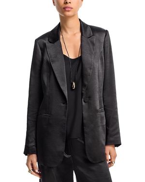 Aqua Satin Blazer - Black