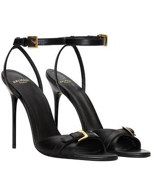 Balmain Anthem Smooth Leather Sandals - Black