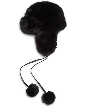 Jocelyn Faux Fur Trapper Hat - Black