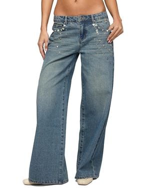 Edikted Mahlia Button Low Rise Baggy Jeans - Blue