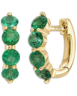 EF Collection 14K Emerald Huggie Hoop Earrings - Green