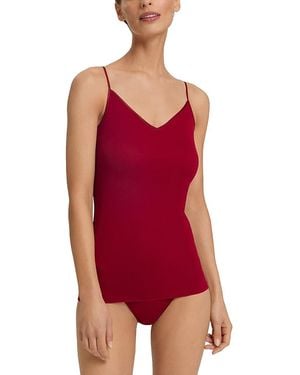 Hanro Cotton Seamless V-Neck Cami - Red