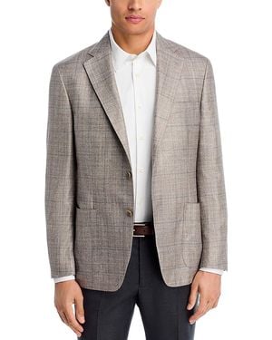 Vince Loro Piana Fabric Silk & Cashmere Windowpane Slim Fit Sport Coat - Grey