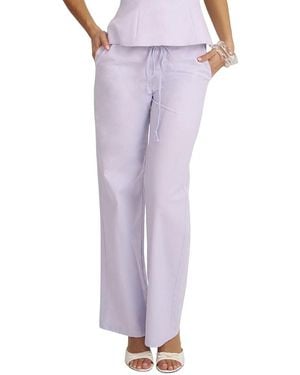 Miss Circle Laureen Linen Straight Pants - Purple
