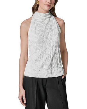 Donna Karan Textured Mock Neck Top - White