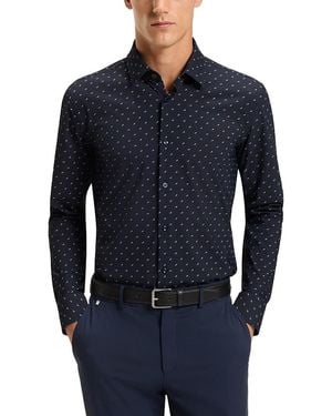 BOSS Hank Kent Slim Fit Button-Front Shirt - Blue