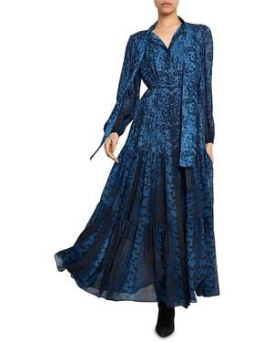 Kobi Halperin Oak Belted Tiered Shirtdress - Blue