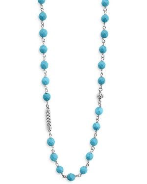 Lagos Sterling Caviar Bead Station Necklace, 34 - Blue