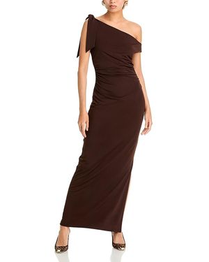 Wayf Say Less Ruched Midi Dress - Brown