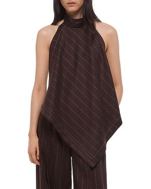 Helmut Lang Halter Scarf Pinstripe Top - Brown
