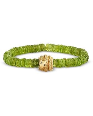 Sydney Evan 14K Peridot & Diamond Accent Snake Beaded Stretch Bracelet - Green
