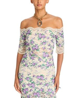 Rabanne Haut Embroidered Lace Top - Blue