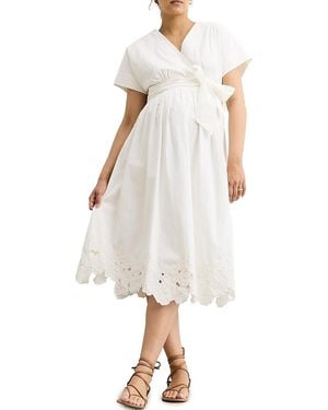 Hatch Collection The Floral Embroidered Carolina Maternity Dress - White