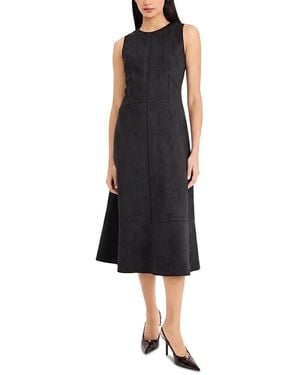 Donna Morgan Faux Suede Sleeveless Midi Dress - Black