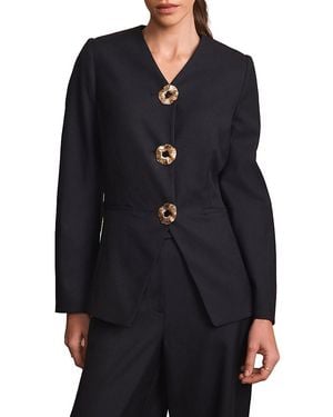 Mint Velvet Wool Blend Sculpted Jacket - Black