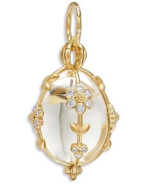 Temple St. Clair 18K Fj Crystal & Diamond Flower Amulet Pendant - Metallic