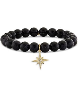 Sydney Evan 14K Celestial Diamond & Goldstone Beaded Starburst Charm Bracelet - Black