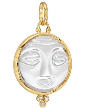 Temple St. Clair 18K Large Carved Crystal Moonface Pendant With Diamonds - Metallic
