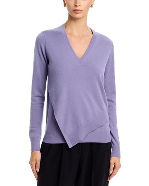 Michael Kors Cashmere Asymmetric V Neck Pullover - Purple