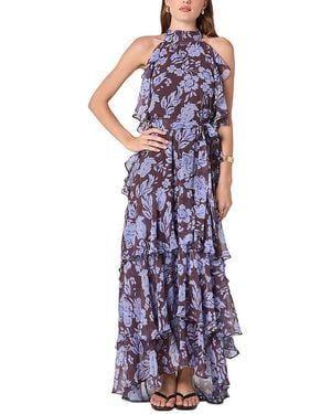 Astr Lae Halter Ruffled Dress - Purple