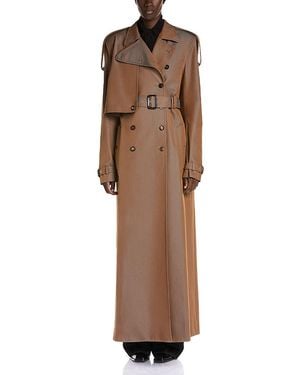 McQueen Cotton Leather Trim Asymmetric Trench Coat - Brown