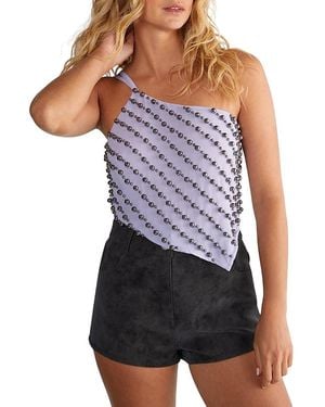 Nasty Gal Studded Asymmetric One Shoulder Top - Blue