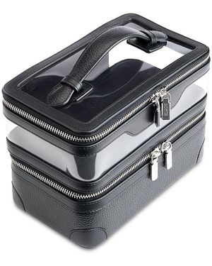 ROYCE New York Double Decker Leather Cosmetic Bag - Black