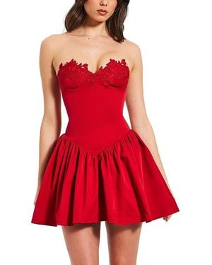 Miss Circle Sacha Drop Waist Corset Puffy Mini Dress - Red