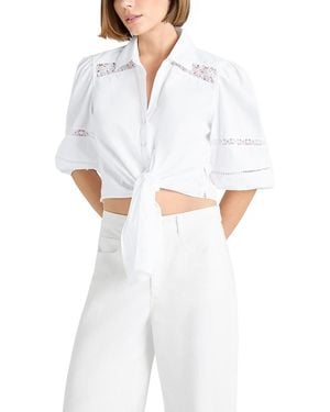 Cinq À Sept Marianna Lace Trim Shirt - White