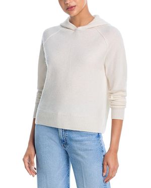 Aqua 100% Cashmere Super Brushed Hoodie - White