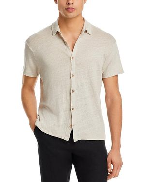 Alex Crane Ola Linen Knit Regular Fit Button Down Shirt - White