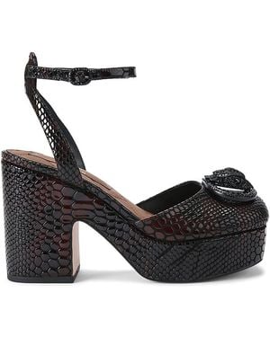Kurt Geiger Snake-Effect Chelsea Platform Heels - Black