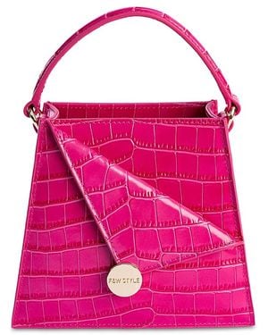 F & W Style Kandi Croc Embossed Leather Handbag - Pink