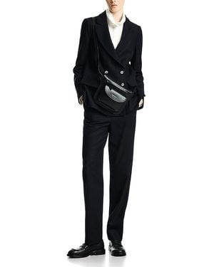 Emporio Armani Pinstripe Wool Blend Blazer - Black