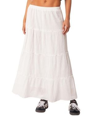 Edikted Charlotte Tiered Maxi Skirt - Natural