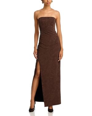 Line & Dot Alfie Faux Suede Maxi Dress - Brown