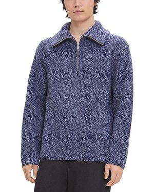 Theory Wool Boucle Turtleneck Sweater - Blue