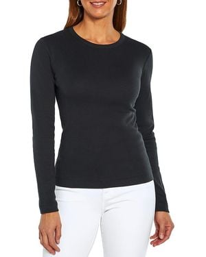 Three Dots Long Sleeve Top - Black