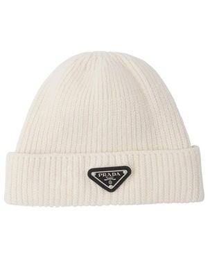 Prada Wool And Cashmere Beanie - Natural