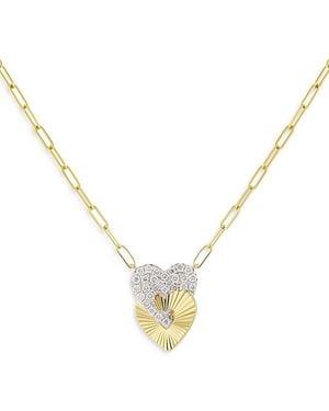 Phillips House 14K Aura Diamond Double Heart Pendant Necklace, 16-18 - Metallic