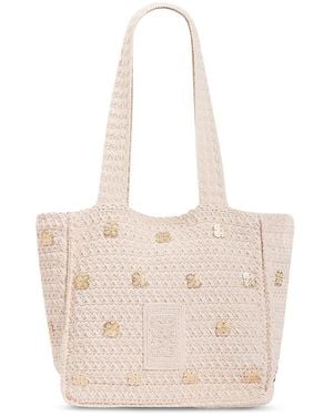 Sandro Ysee Charm Detail Crochet Mesh Tote Bag - Natural