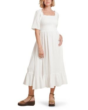 Nom Maternity Raquel Nursing Dress - White