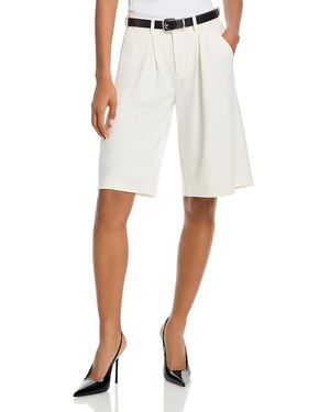L'Agence Akasha High Rise Pleated Bermuda Shorts - White