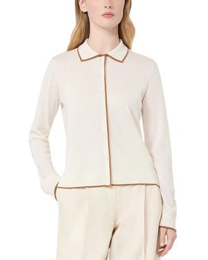 Max Mara Msttarga Silk & Wool Cardigan - Natural